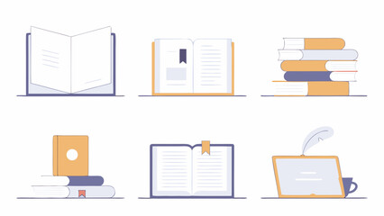 Fototapeta premium Modern Flat Design Illustrations of Books, Digital Learning, and Education Concepts - Vector Collection for Study, Knowledge, and Creativity