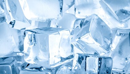 Obraz premium A close-up view of transparent blue ice cubes