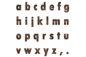 文字 5 小文字 茶色いサビのテクスチャー