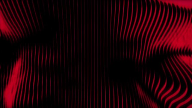 Dynamic Abstract Waveform of Vivid Red Lines Against a Deep Black Background, Creating a Modern Digital Glitch Art Texture with Fluid Movement and Striking Contrast