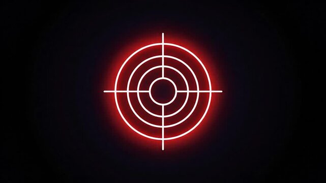 A glowing red and white target reticle on a dark background.