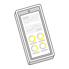 複数の円グラフを表示するビジネススマートフォンのイメージ © Indigo