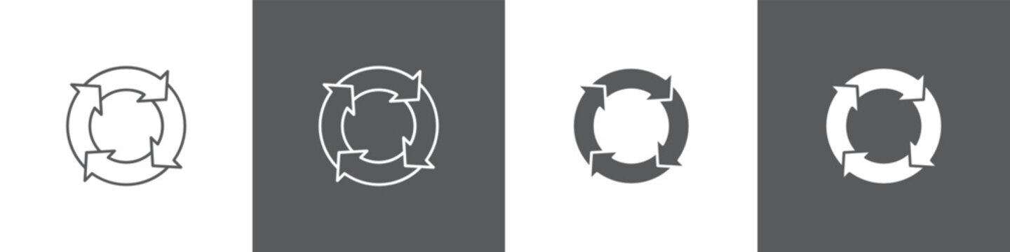 Agile line glyph icon style in white and black background