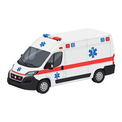 Fototapeta premium Modern Emergency Medical Vehicle with Medical Symbols and Lights