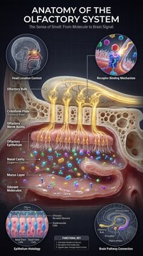 Detailed Illustration of the Human Olfactory System and Its Functionality Explained