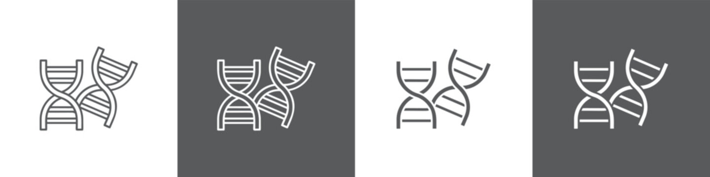 Dna line glyph icon style in white and black background