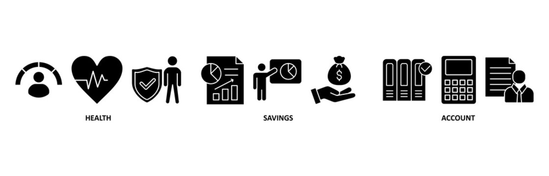 HSA icon set illustration contain health, savings and account.