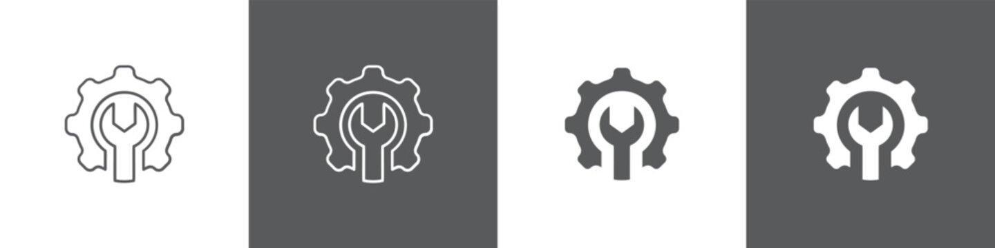 Maintenance line glyph icon style in white and black background