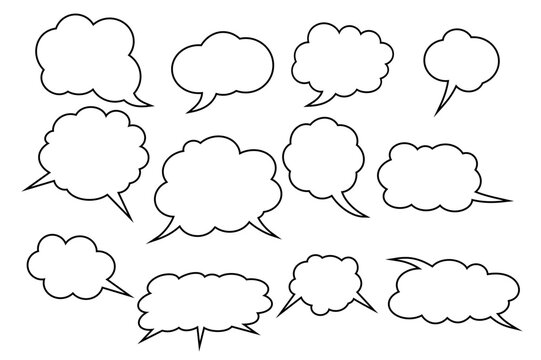 Group of Cloud-Shaped Comic Book Speech Bubbles (168