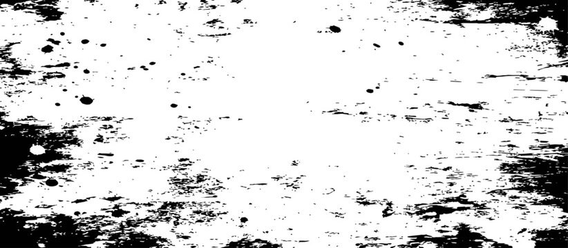 Black and white grunge texture with distressed scratches and ink splatters overlay background