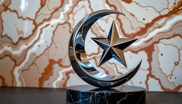 Celestial Inspiration Sculpture with Polished Silver Moon and Star