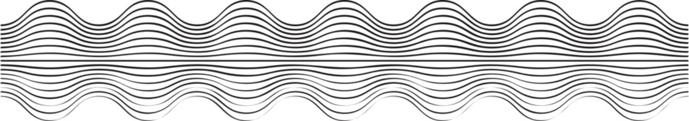 モノクロのシンプルなウェーブ曲線・波形・音波