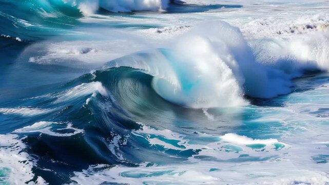 Turbulent Waterscape: A Close-Up of Intense Azure Skies and Dynamic Seas