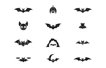 Fototapeta premium bats animal icon set of silhouette vector illustration isolated on white background