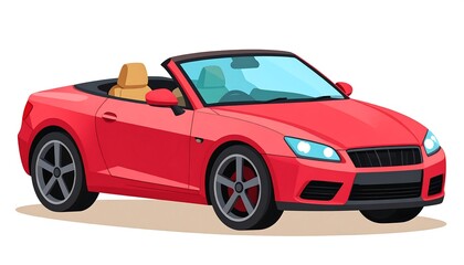 Fototapeta premium A bright red convertible car with its top down
