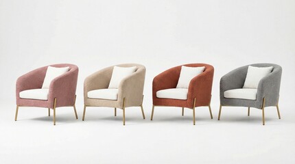 Obraz premium Modern Armchairs Array: An array of stylish armchairs in various colors with a sleek, contemporary design, showcasing modern comfort and elegance.