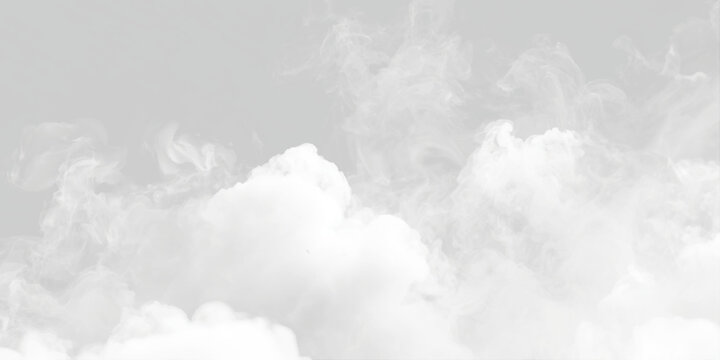 white clouds on grey background with soft atmospheric smoke effect featuring billowing white clouds or thick smoke against a light grey sky