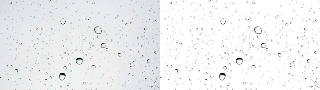 Water drops Rain droplets shower condensation window - Dense micro droplets surface pattern isolated PNG transparent background