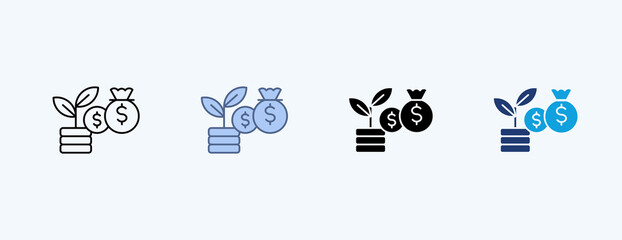 Investment Growth Multiple Icon Illustration Vector