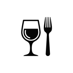 Black wine glass and fork dining