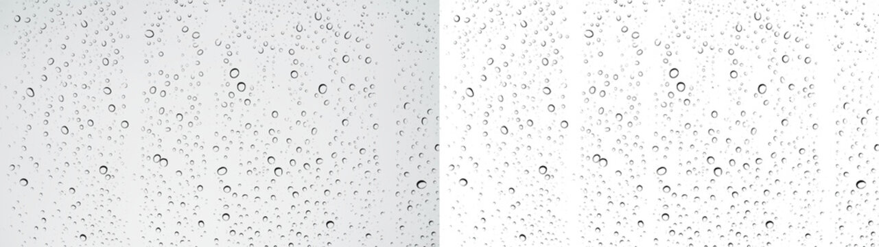 Water drops Rain droplets shower condensation window - Natural mineral water bead pattern isolated PNG transparent background