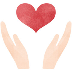 両手で包み込む赤いハートのイラスト｜愛情・支援・医療福祉を表現するやさしいデザイン素材