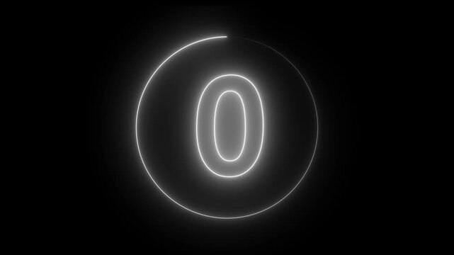 3 to 0 second modern digital countdown timer neon light style on black background. Circle countdown timer 3 sec animation. Dynamic 3s Countdown Animation Engaging Timer Visuals for Events