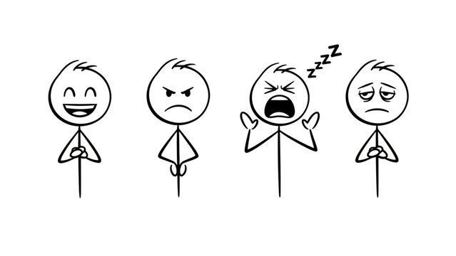 Cartoon Characters Showing Various Facial Expressions.