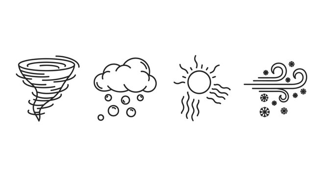 Weather Symbols Tornado Rain Sun Wind.
