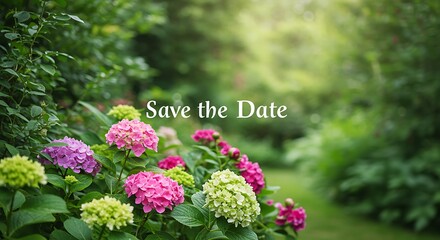 Obraz premium Hydrangea Haven: Save the Date Garden Bloom
