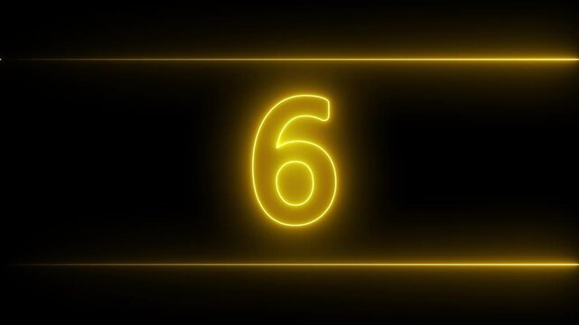 10 to 0 second modern digital countdown timer neon line light style on black background. Sci-Fi neon line frame 10 sec countdown loop. countdown timer 10 sec animation 4k video.