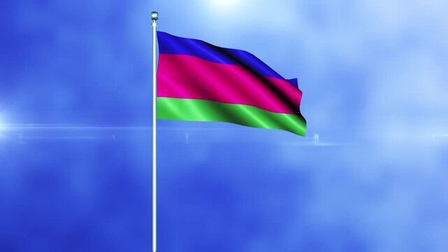 Kuban Peoples Republic Flag Waving on a Pole Seamless loop