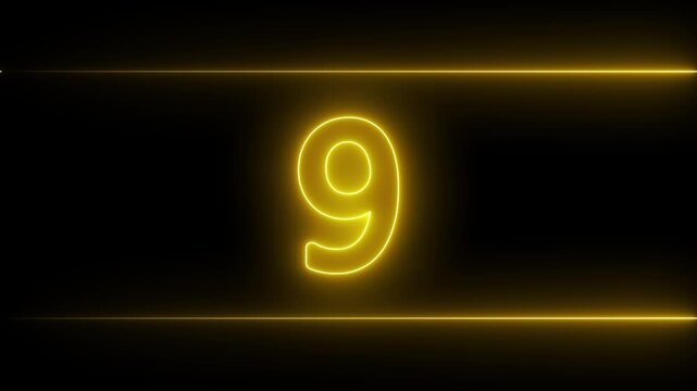 13 to 0 second modern digital countdown timer neon line light style on black background. Sci-Fi neon line frame 13 sec countdown loop. countdown timer 13 sec animation 4k video.