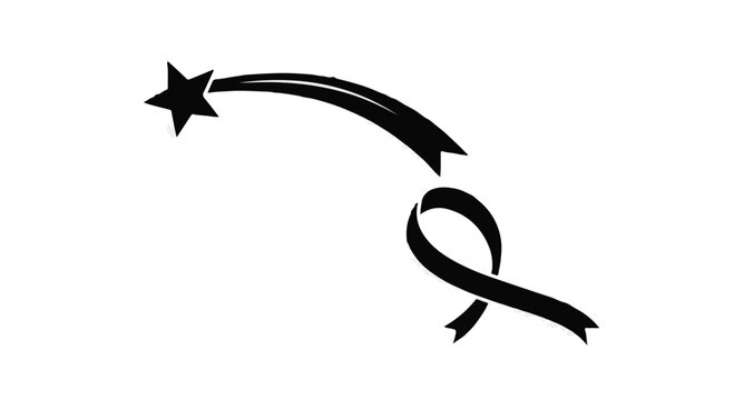 Symbolic star trail and black ribbon representing loss and remembrance