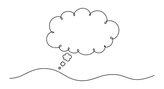 Minimalist line art of a thought bubble on a wavy line