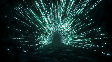 Obraz premium Futuristic visualization of digital binary data transforming into biological organic structures, Generative AI illustrations.