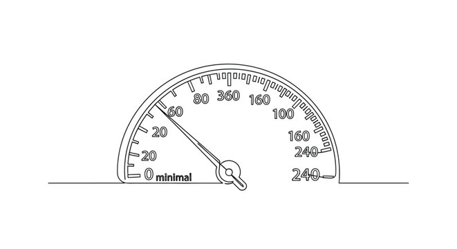 Minimal Speed Indicator: Continuous Line Art Speedometer Gauge Design