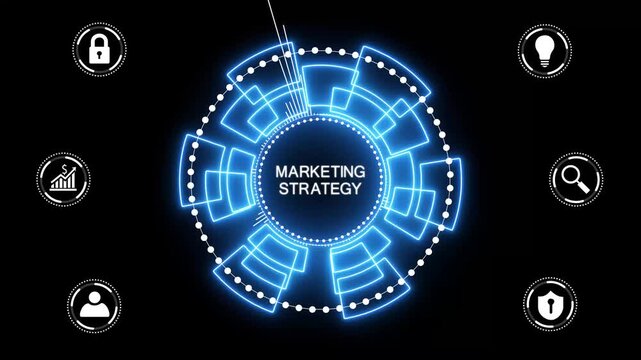 Business, Technology, Internet and network concept. Digital Marketing content planning advertising strategy concept .glowing animation