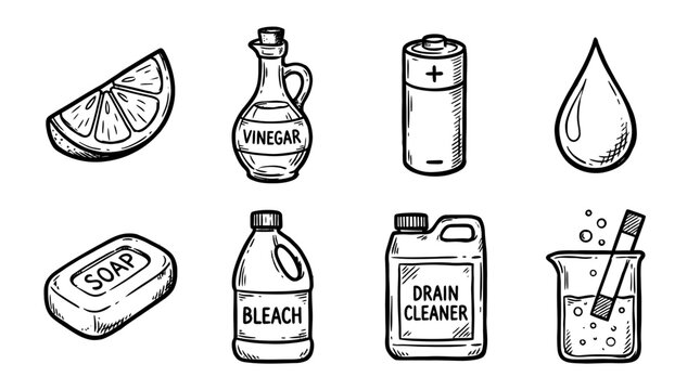 ph scale, bold style black Hand drawn set collection , white background , vector isolate