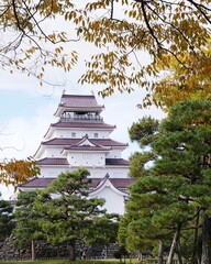 福島県美しい鶴ヶ城秋の風景