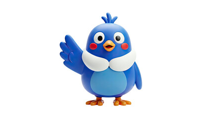 Cute Blue Bird Character Waving