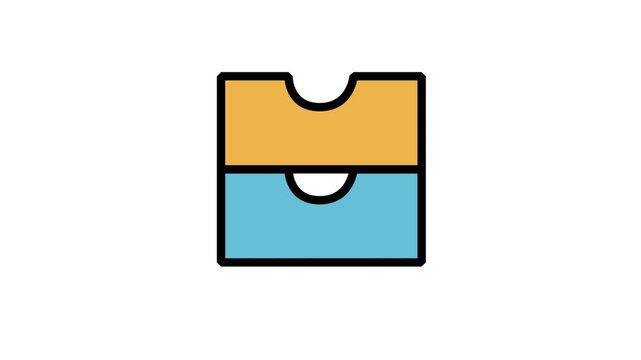 Archive Drawers Animated Icons. Filing cabinet or archive drawer icon representing organization, document storage, databases, and office administration.
