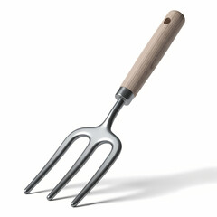 Fototapeta premium A garden fork with a wooden handle on a clean surface