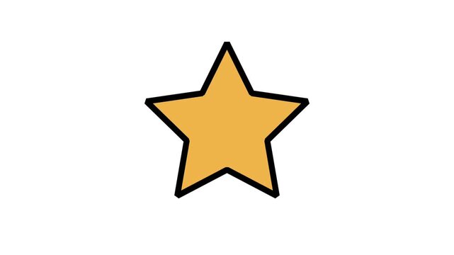 Favorite Star Motion Icon. Animated yellow star icon representing favorites, bookmarks, high ratings, awards, and premium quality or status.