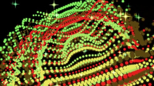 Vibrant digital tartan pattern swirling in moire effect, viewed from above, showcasing dynamic motion