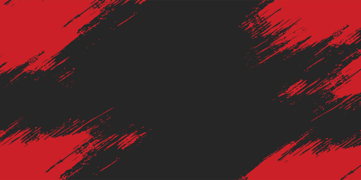 Abstract Red Grunge Brush Strokes Background. Modern Dark Artistic Vector Backdrop with Distressed Paint Texture for Sports Branding, Rock Music Posters, and Edgy Streetwear Graphic Design. Rough.