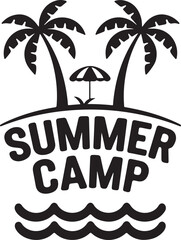 Summer camp tropical beach vector design
