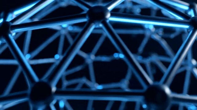 Blue Geometric Structure with Interconnected Nodes.