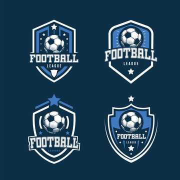 Set of soccer Logo or football club sign Badge. Football logo with shield background vector design