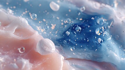 Fototapeta premium Abstract Skincare Texture with Translucent Elements and Bubbles
